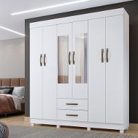 Roupeiro Copacabana Branco 6 Portas Com Espelho Benetil Móveis Branco - 2