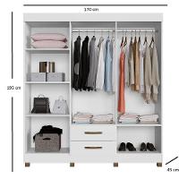 Roupeiro Copacabana Branco 6 Portas Com Espelho Benetil Móveis Branco - 3