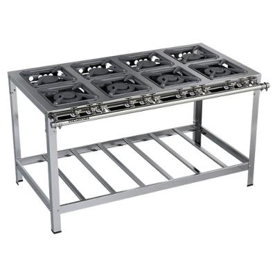 Fogão Industrial Stori Premium 8 Bocas 30x30 M16 Aço Inox 430 Metalmaq Fogão Baixa Pressão