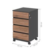 Gaveteiro Com 4 Gavetas Chelsea Noce Preto - 2