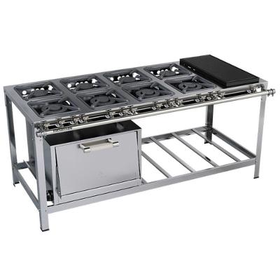 Fogão Industrial Stori Premium 8 Bocas 30x30 Forno Com Chapa M24 Aço Inox 430 Metalmaq Fogão Baixa Pressão