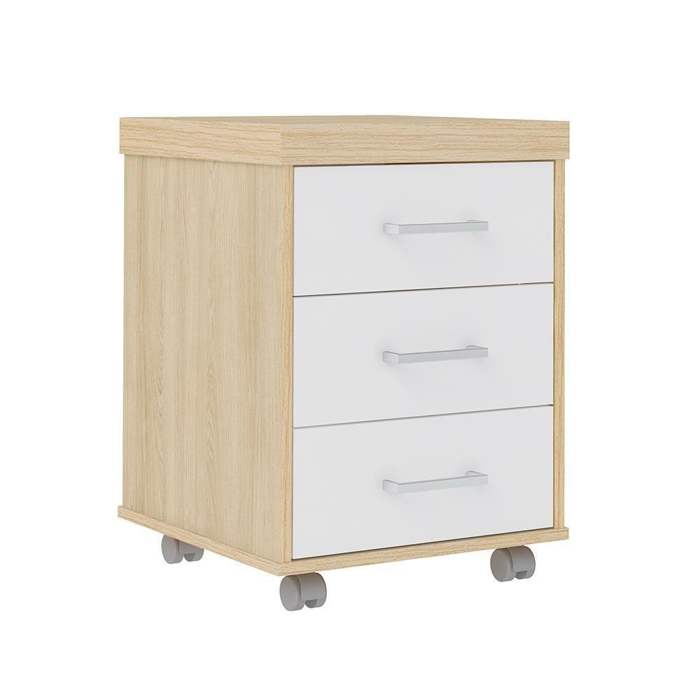 Conjunto De Gaveteiros Bournermonth Carvalho Branco - 4