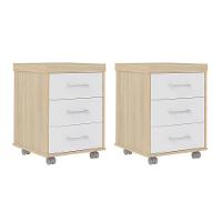 Conjunto De Gaveteiros Bournermonth Carvalho Branco - 1