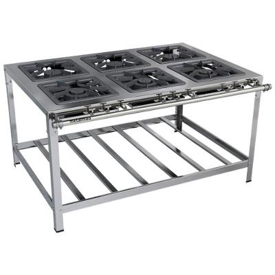 Fogão Industrial Stori Premium 6 Bocas 40x40 M15 Aço Inox 430 Metalmaq Fogão Baixa Pressão
