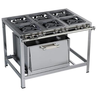 Fogão Industrial Stori Premium 6 Bocas 30x30 Forno M19 Aço Inox 430 Metalmaq Fogão Baixa Pressão