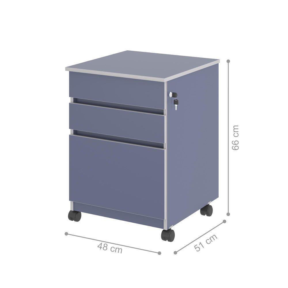 Gaveteiro Com 3 Gavetas Nora Azul - 2