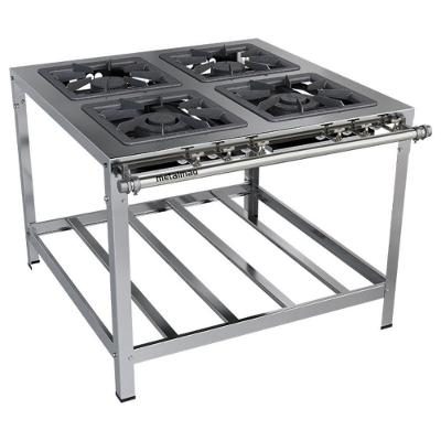 Fogão Industrial Stori Premium 4 Bocas 40x40 M14 Aço Inox 430 Metalmaq Fogão Baixa Pressão