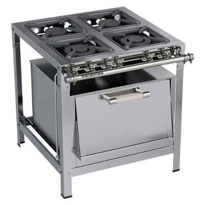 Fogão Industrial Stori Premium 4 Bocas 30x30 Com Forno M18 Aço Inox 430 Metalmaq Fogão Baixa Pressão