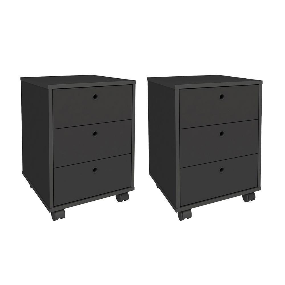 Conjunto De Gaveteiros Croydon Preto - 1
