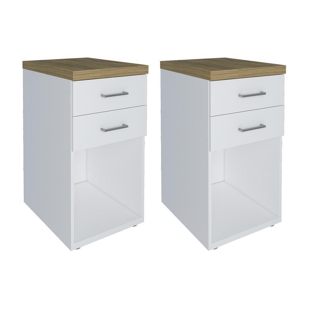 Conjunto De Gaveteiros York Olmo Branco - 1