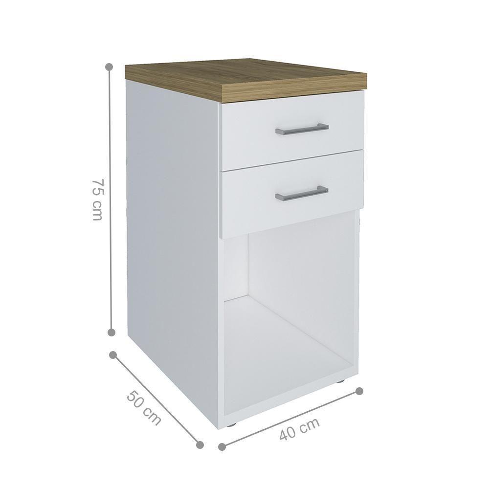 Conjunto De Gaveteiros York Olmo Branco - 2