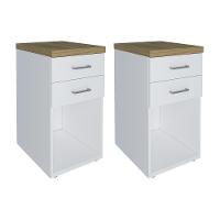 Conjunto De Gaveteiros York Olmo Branco - 1