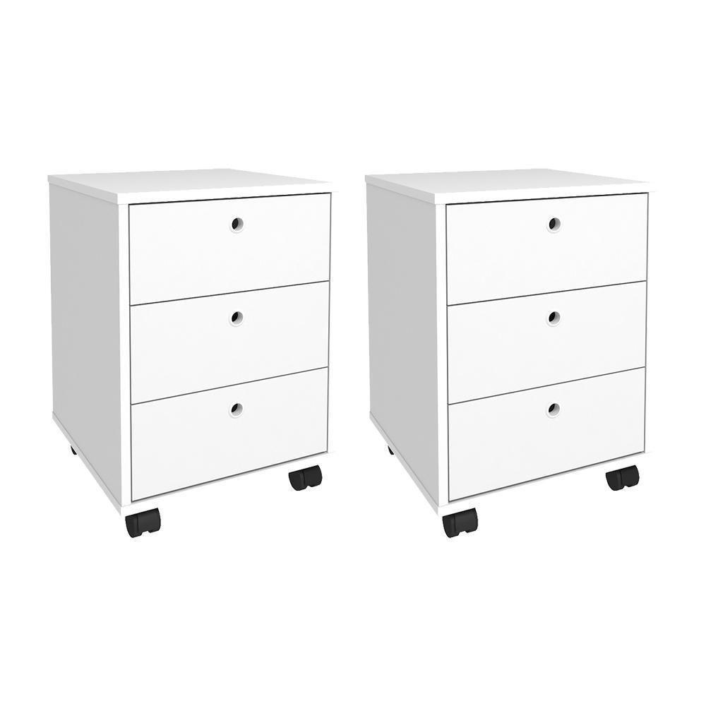 Conjunto De Gaveteiros Croydon Branco - 1