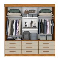 Guarda Roupa Casal Com Espelho 3 Portas 9 Gavetas New Star Sallêto Móveis Cinamomo Com Off White - 6