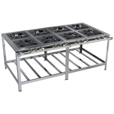 Fogão Industrial Stori Premium 8 Bocas 40x40 M16 Aço Inox 430 Metalmaq Fogão Baixa Pressão