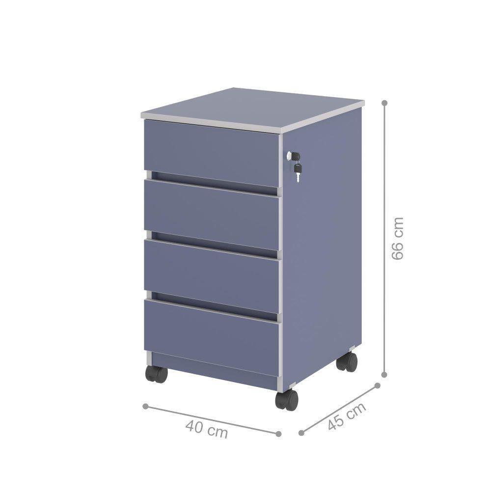 Gaveteiro Com 4 Gavetas Chelsea Azul - 2