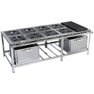 Fogão Industrial Stori Premium 8 Bocas 40x40 2 Fornos Com Chapa M31 Aço Inox 430 Metalmaq Fogão Baixa Pressão