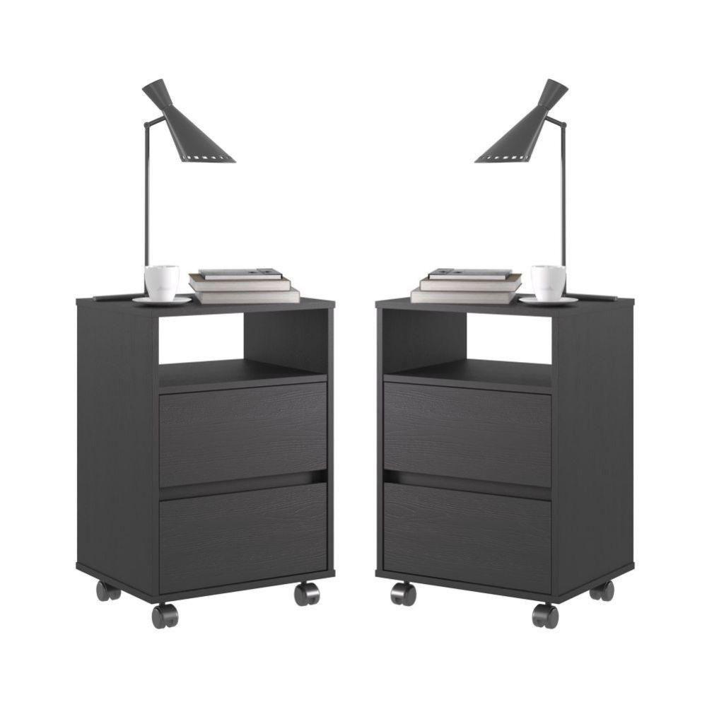 Conjunto De 2 Gaveteiros Flox Preto Onix - 1