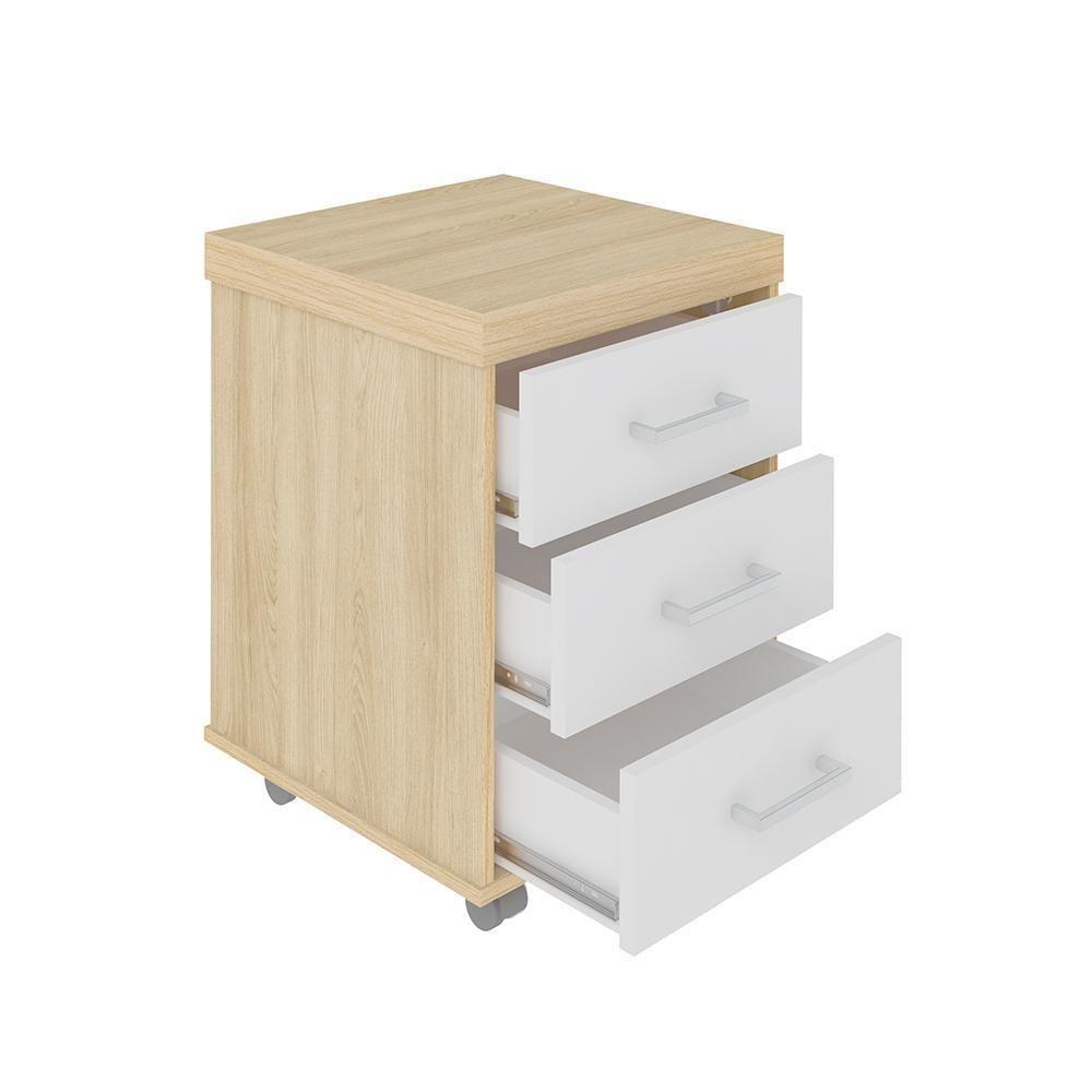 Gaveteiro 3 Gavetas Manchester Carvalho Branco - 4