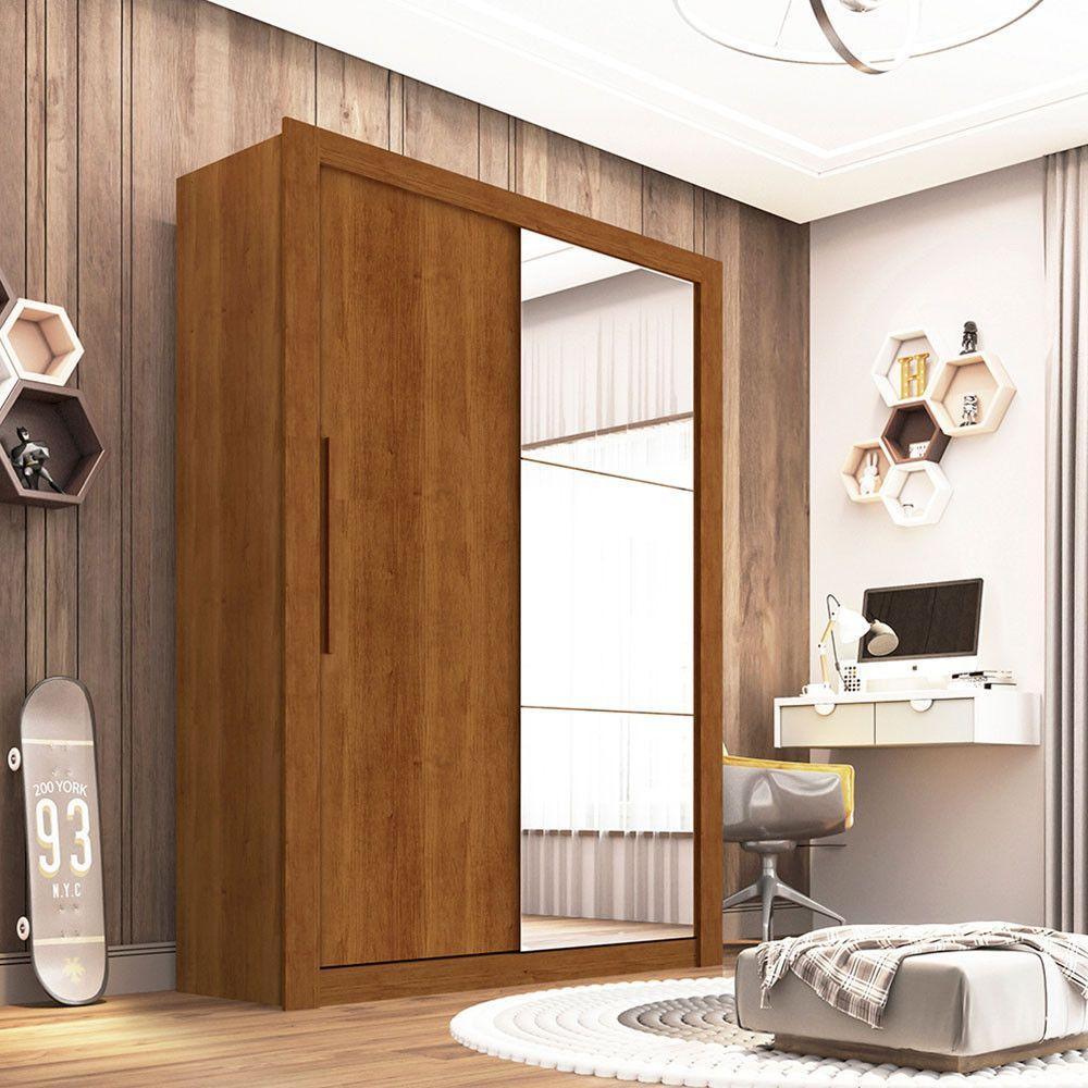 Guarda Roupa Com Espelho 2 Portas 2 Gavetas Panamá Sallêto Móveis Cinamomo - 1