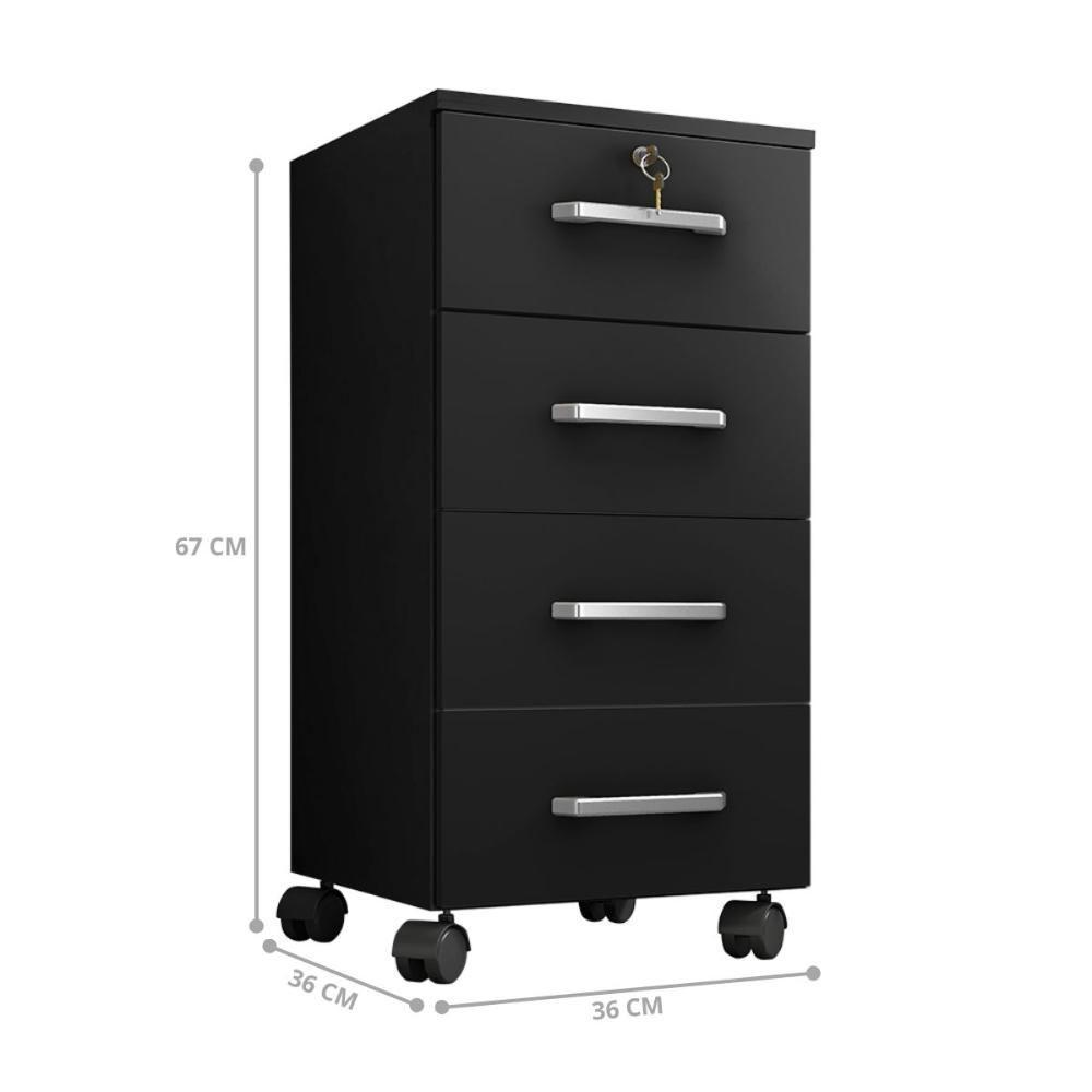 Gaveteiro 4 Gavetas Guayaquil Preto Trama - 3