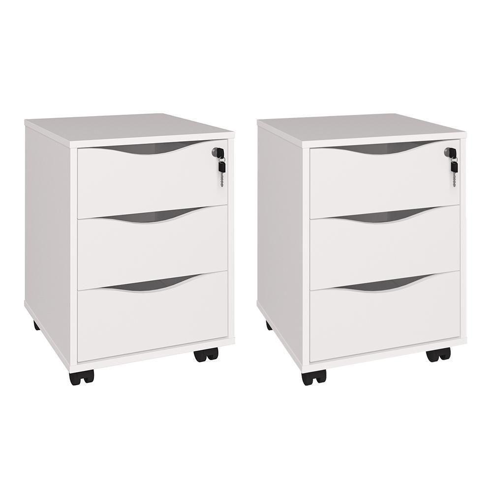 Conjunto De Gaveteiros Warrignton Branco - 1