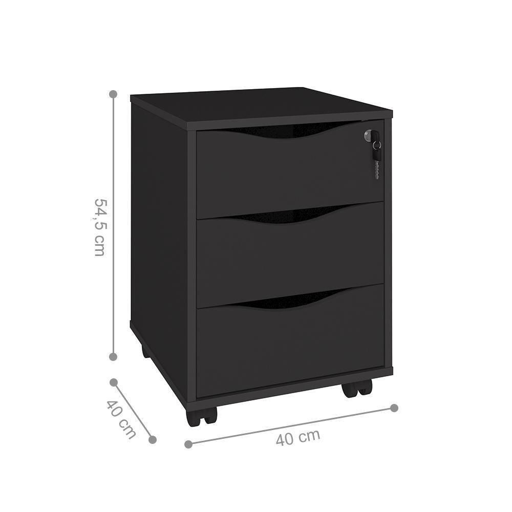 Conjunto De 2 Gaveteiros Hamm Preto - 3