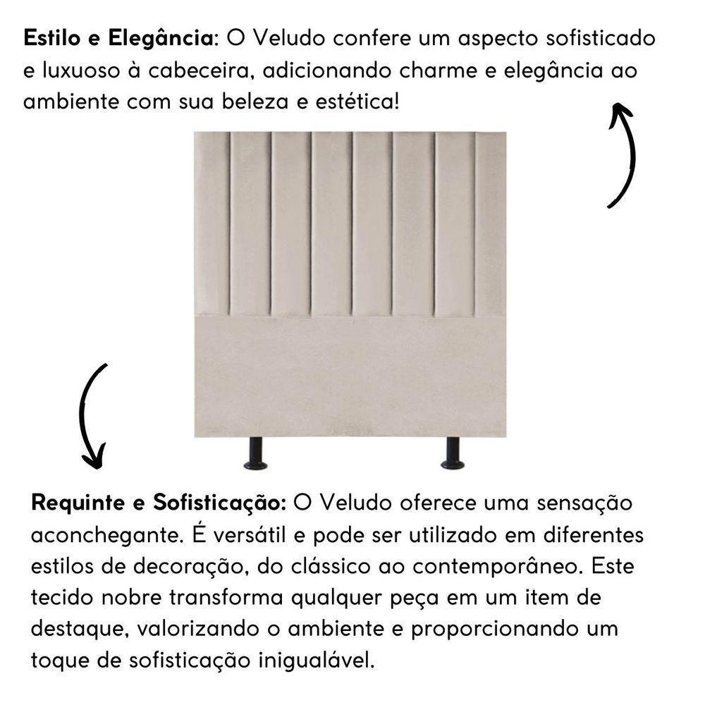 Cabeceira Estofada Cama King 195 Cm Luana Veludo E Frame Cor:bege - 5