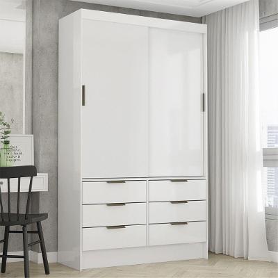 Guarda Roupa Sevilha 2 Portas De Correr 6 Gavetas Carioca Móveis Branco