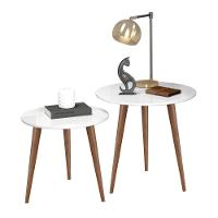 Conjunto De Mesas De Apoio E Lateral Teles Branco - 1