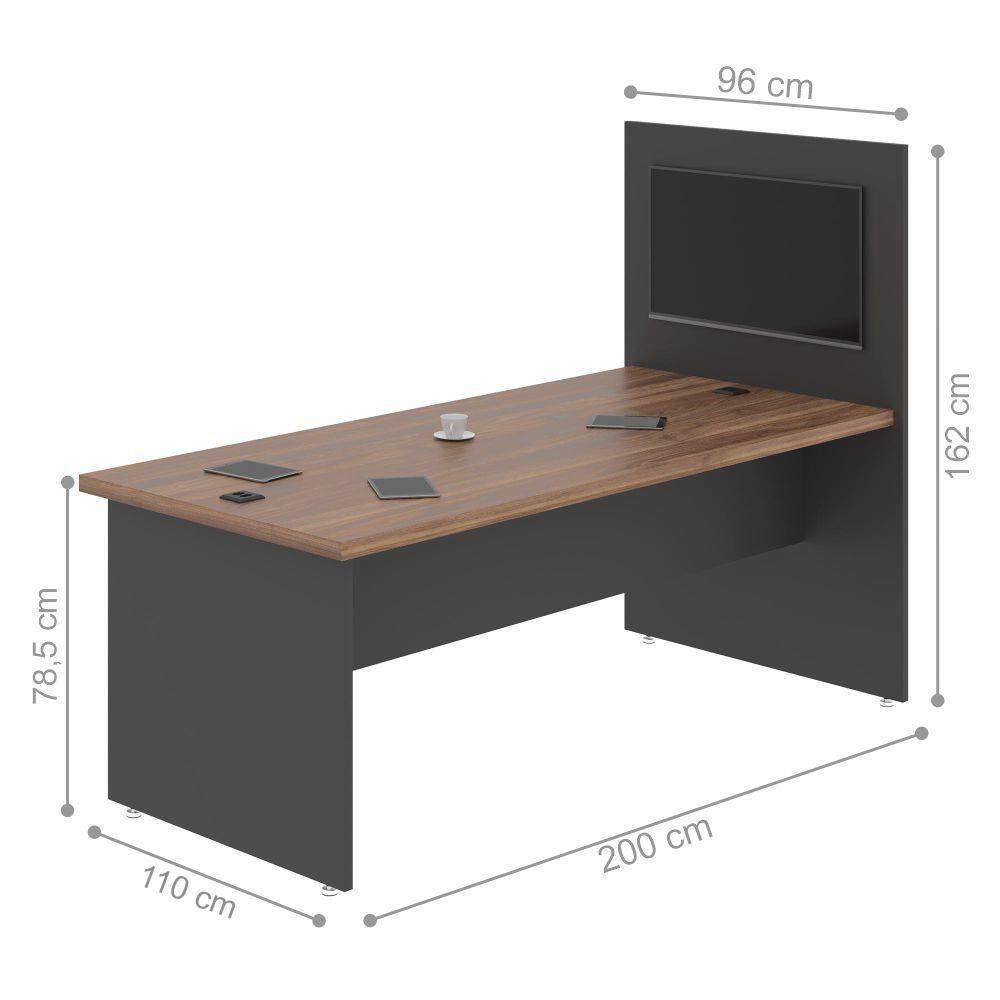 Mesa Com Painel Clat Noce Preto - 2