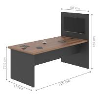 Mesa Com Painel Clat Noce Preto - 2