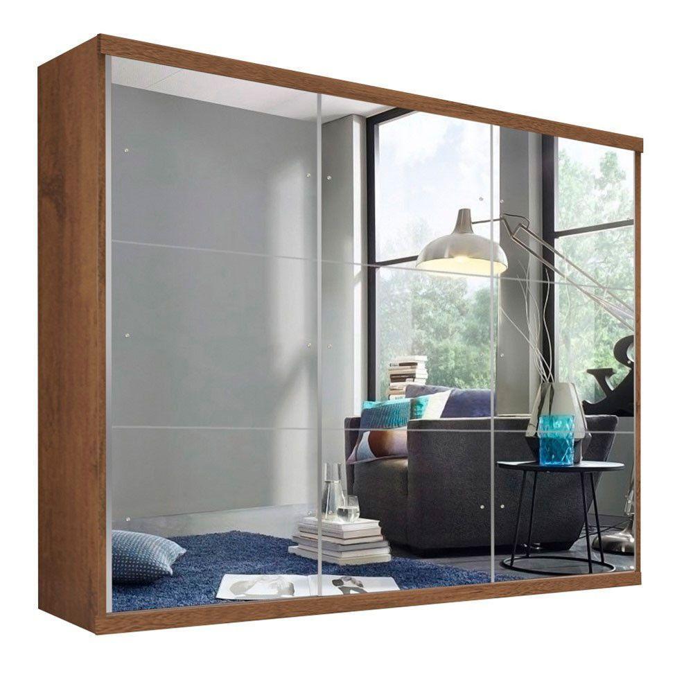 Guarda Roupa Casal Rennes Freijó 3 Portas De Correr 4 Gavetas E 9 Espelhos Minastex - 6