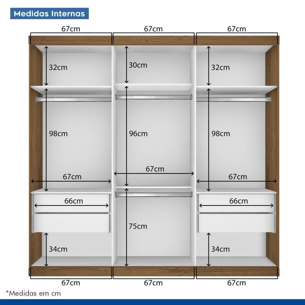 Guarda Roupa Casal Rennes Freijó 3 Portas De Correr 4 Gavetas E 9 Espelhos Minastex - 8