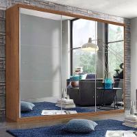 Guarda Roupa Casal Rennes Freijó 3 Portas De Correr 4 Gavetas E 9 Espelhos Minastex - 1