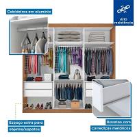 Guarda Roupa Casal Rennes Freijó 3 Portas De Correr 4 Gavetas E 9 Espelhos Minastex - 7