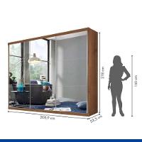 Guarda Roupa Casal Rennes Freijó 3 Portas De Correr 4 Gavetas E 9 Espelhos Minastex - 9