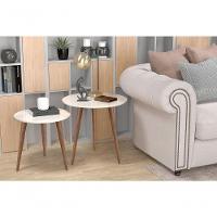 Conjunto De Mesas De Apoio E Lateral Teles Off White - 1