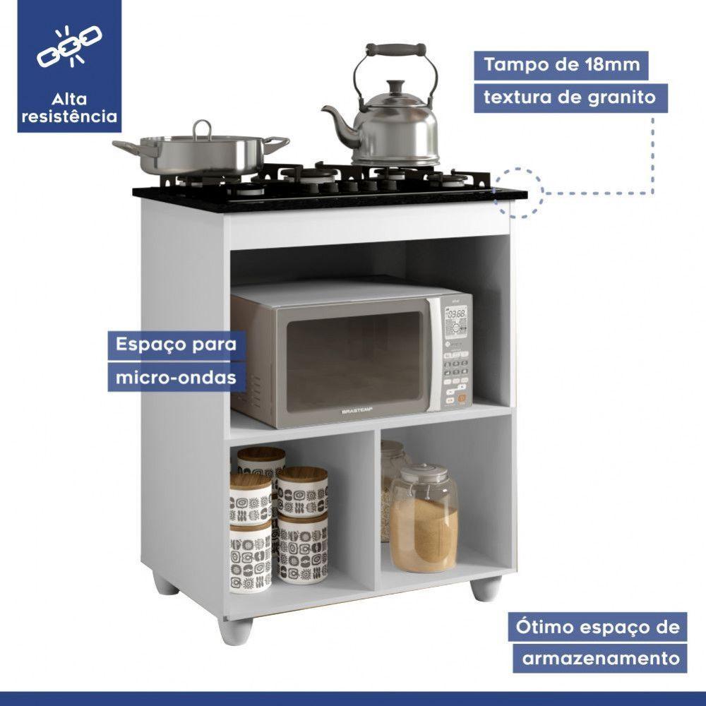 Balcão Para Cooktop Salvia Branco 1 Porta Basculante 4 Bocas Kaiki Móveis Branco - 6