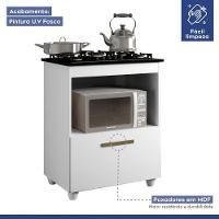 Balcão Para Cooktop Salvia Branco 1 Porta Basculante 4 Bocas Kaiki Móveis Branco - 2