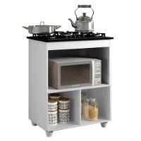 Balcão Para Cooktop Salvia Branco 1 Porta Basculante 4 Bocas Kaiki Móveis Branco - 5