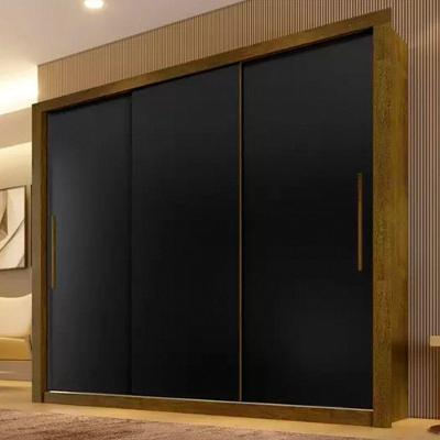 Guarda Roupa Casal Panamá 3 Portas de Correr 4 Gavetas Cedro com Grafite