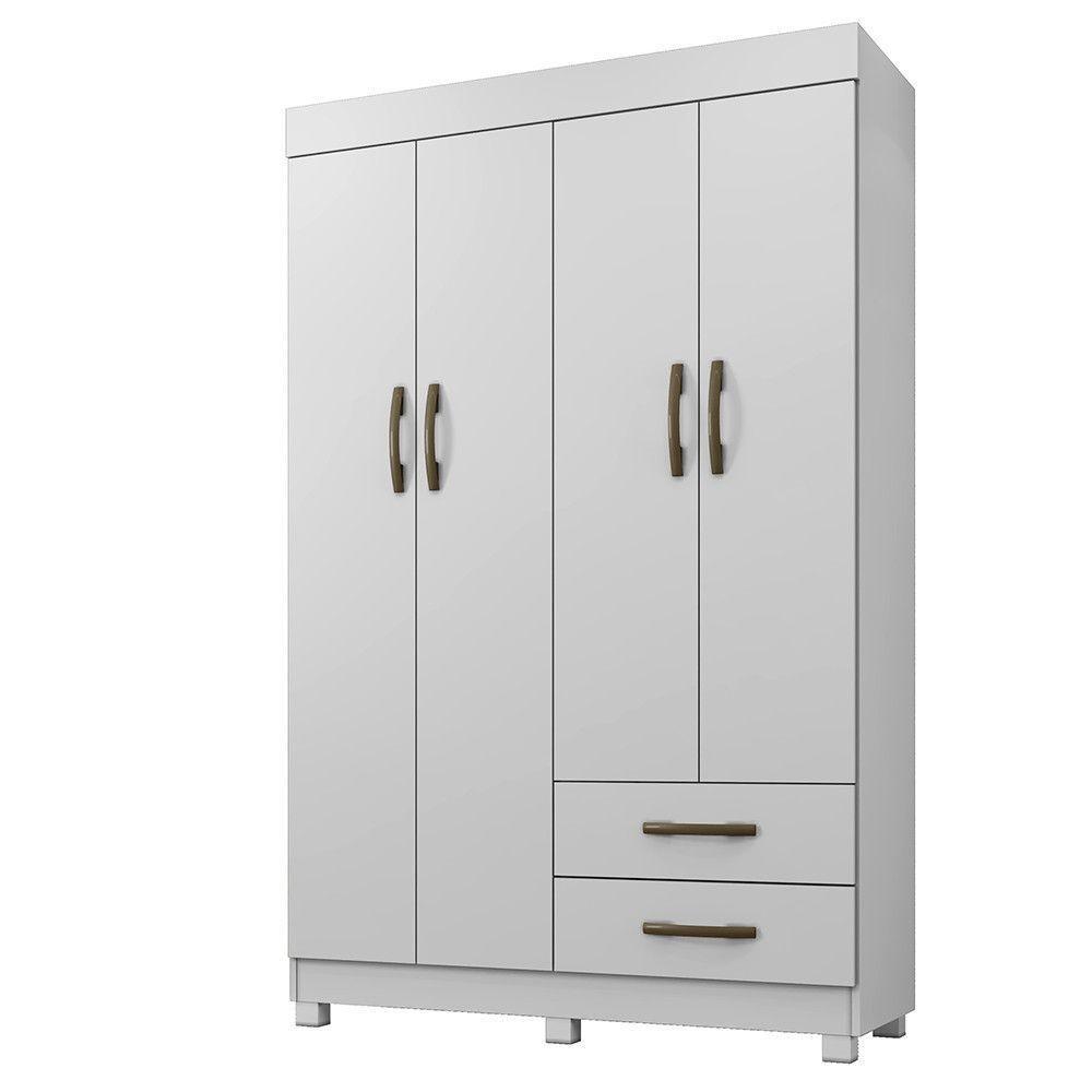 Roupeiro Copacabana Branco Sem Espelho Com 4 Portas Benetil Móveis Branco - 3