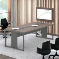 Jogo Mesa Com Painel E Cadeiras De Escritório Freijó Preto - 5