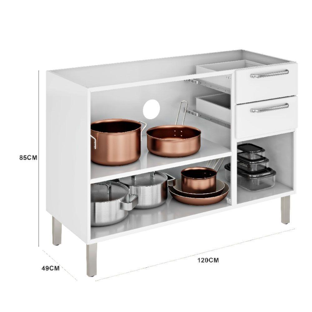 Balcão Tarsila Para Pia Sem Tampo 120cm Ig3g2-120 Itatiaia Branco - 2