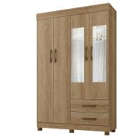 Roupeiro Copacabana Canela 4 Portas Com Espelho Benetil Móveis Canela - 1