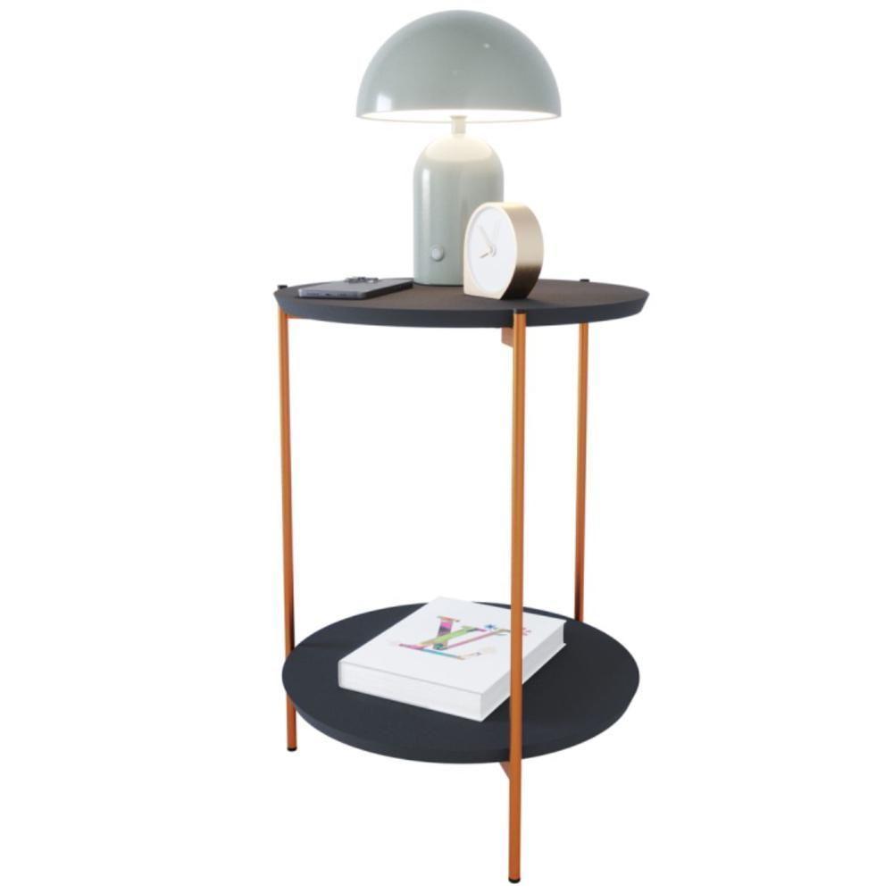 Mesa De Apoio Lateral Morada Preto/bronze - 2