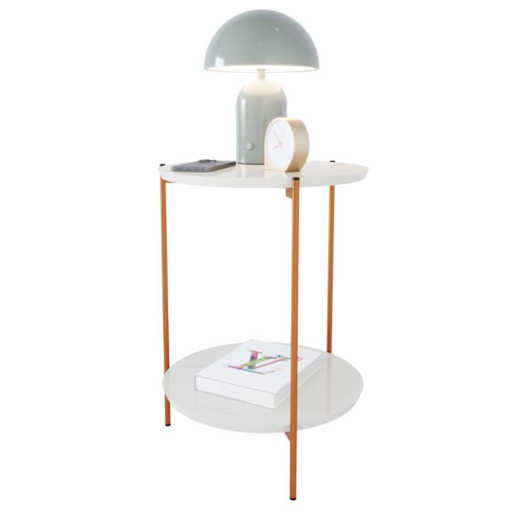 Mesa De Apoio Lateral Morada Off White/bronze - 2