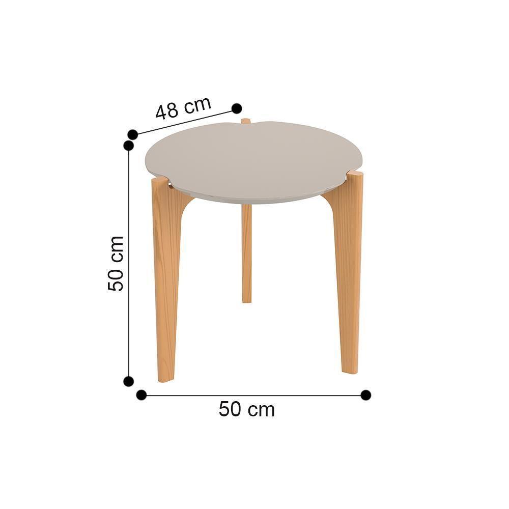 Mesa Lateral Arredondada Guatemala Off White Freijó - 2