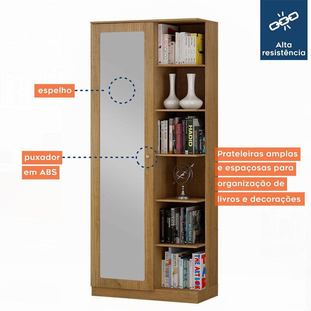 Armário Multiuso João Pessoa 1 Porta Com Espelho Valdemóveis Cinamomo - 3